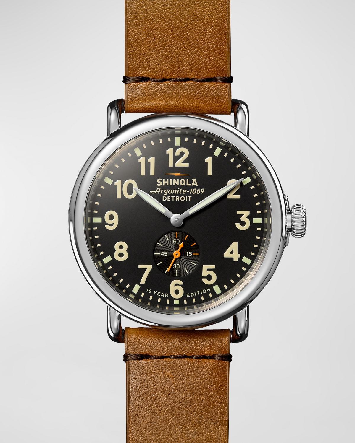 Mens Runwell 10-Year Edition Leather-Strap Watch, 41mm Product Image