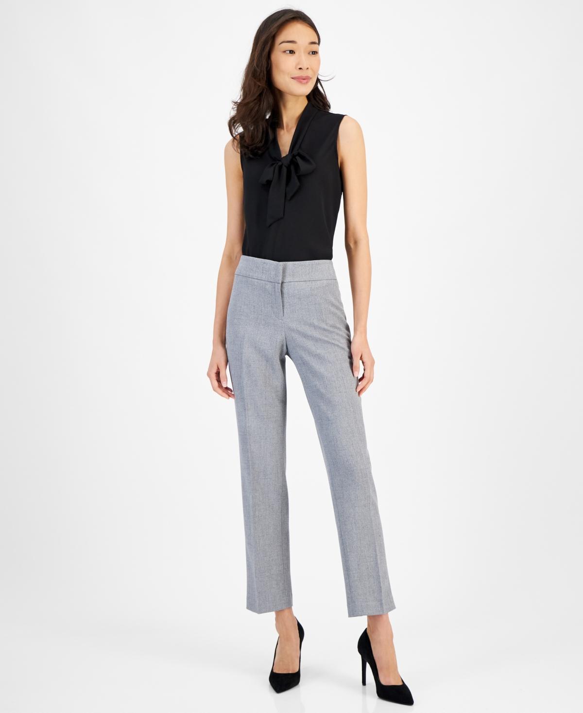 Kasper Petite Slim Straight-Leg Trousers - Grey Product Image