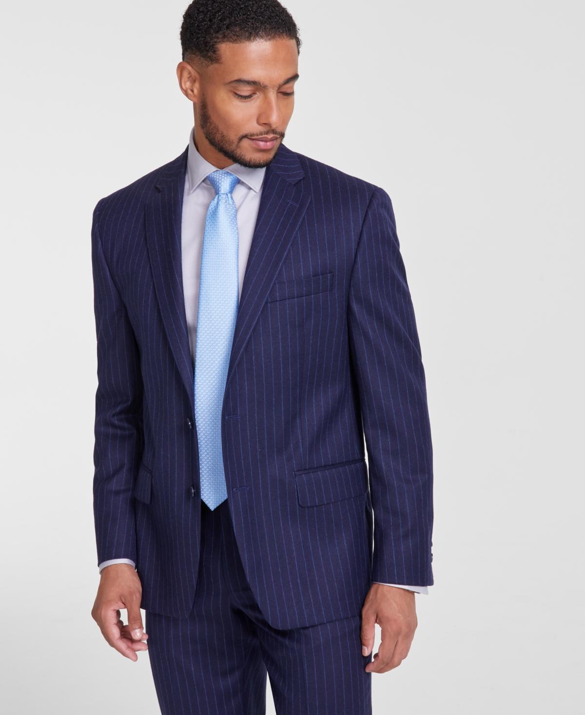 Michael Kors Mens Classic-Fit Pinstripe Wool-Blend Stretch Suit Separate Jacket - Navy Product Image