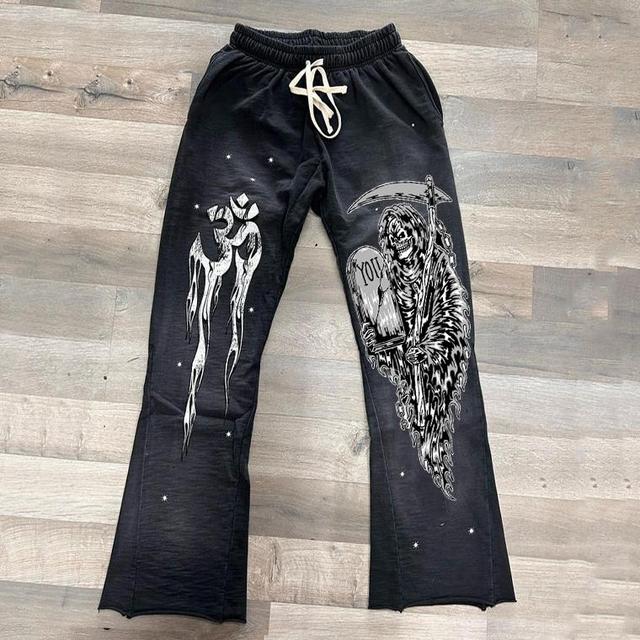 Vintage Reaper Is Coming Graphic Stylish Casual Flared Sweatpants Product Image