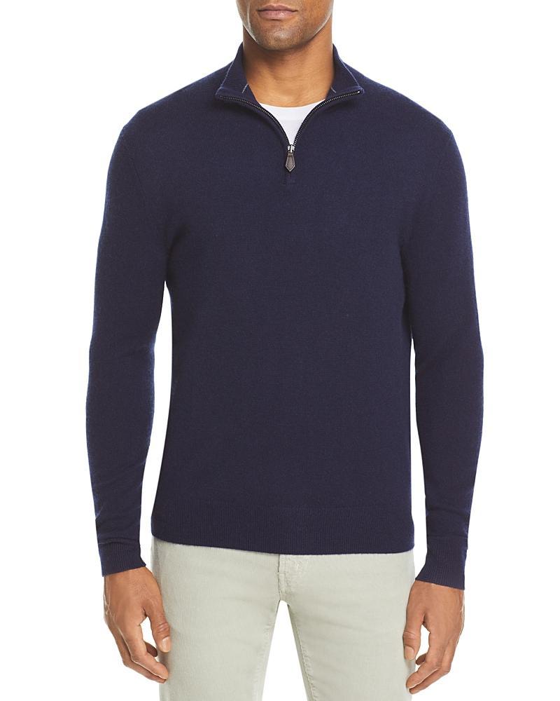 The Mens Store at Bloomingdales Slate Green Cashmere Half-Zip Sweater - Exclusive Product Image