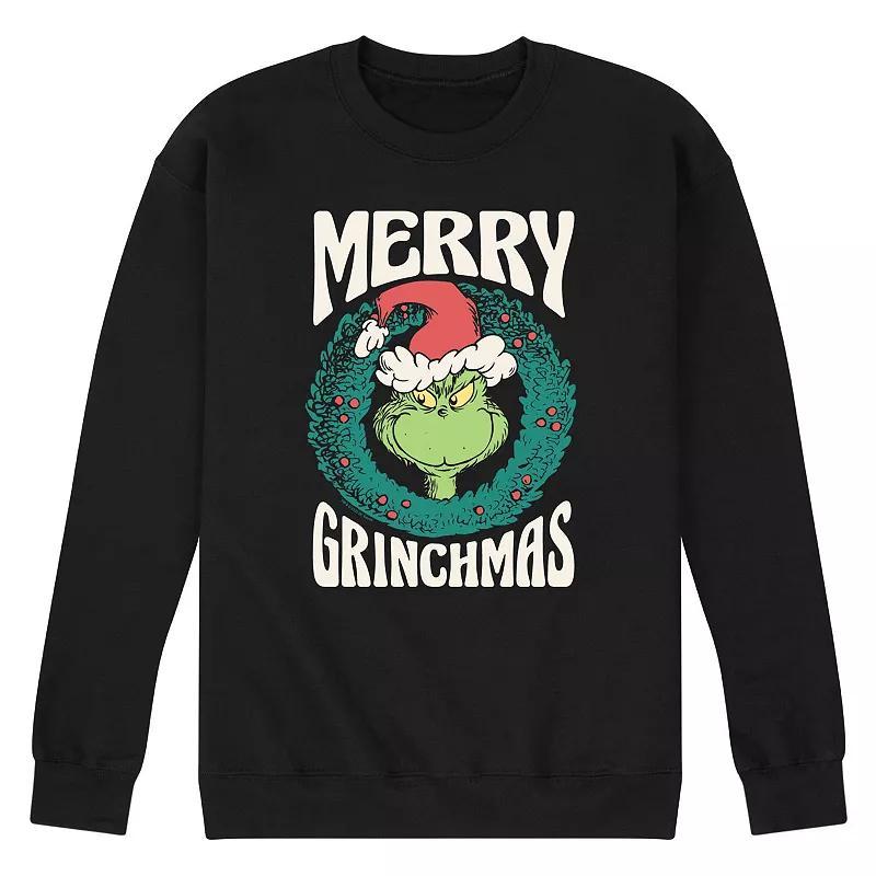 Mens Dr. Seuss The Grinch Merry Christmas Fleece Sweatshirt Blue Product Image