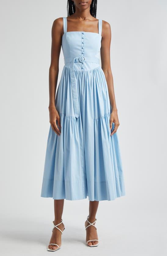 Amber Belted Poplin Midi Pinafore Dress In Skylight Product Image