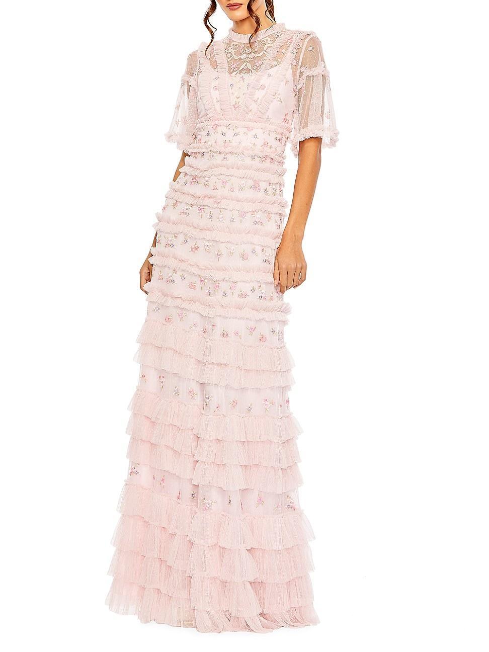 Womens Tiered Ruffle Gown Product Image