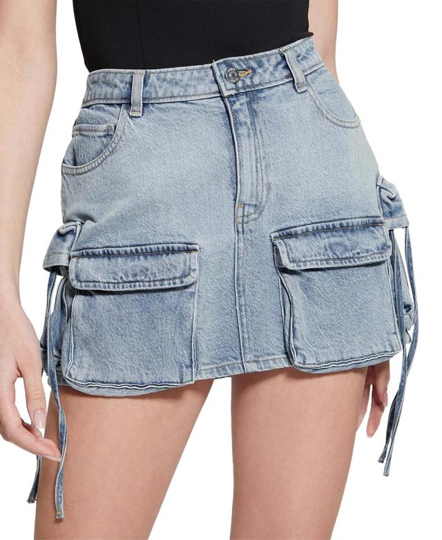 Guess Womens Devon Cargo Denim Mini Skirt Product Image