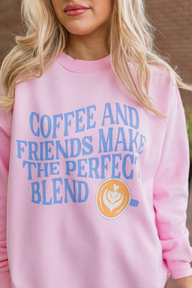 Coffee And Friends Light Pink Oversized Graphic Sweatshirt Product Image