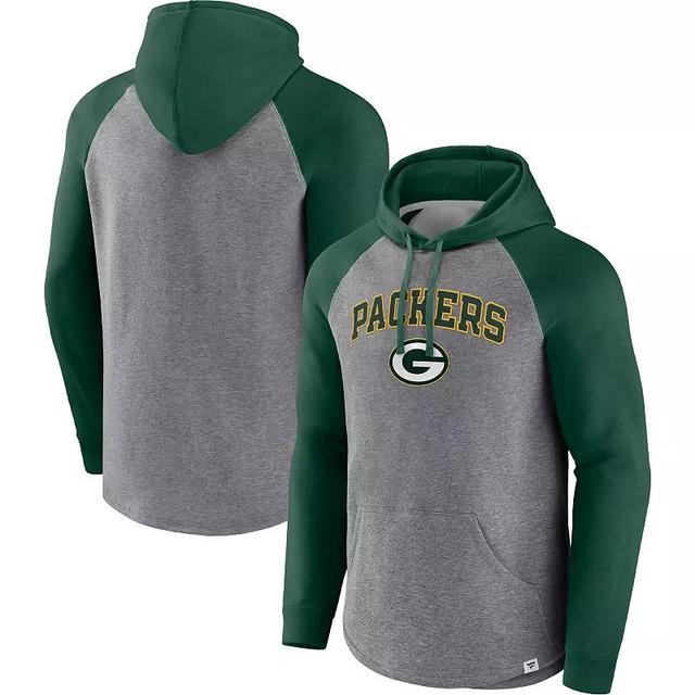 Mens Fanatics Branded Heathered Gray/Green Green Bay Packers By Design Raglan Pullover Hoodie Product Image