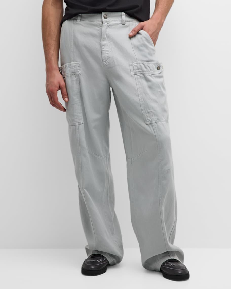 Mens Baggy Denim Cargo Pants Product Image