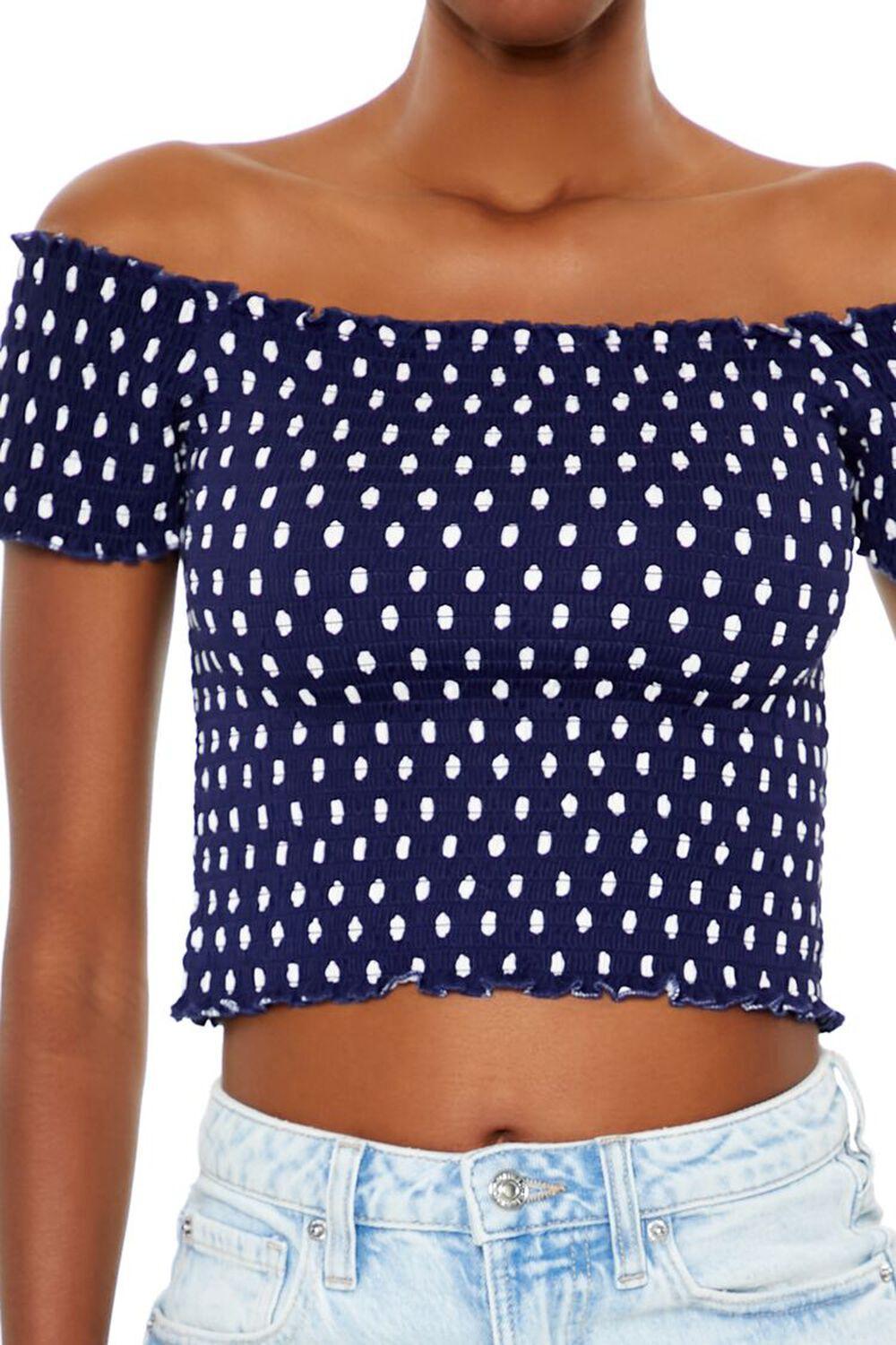 Off-the-Shoulder Polka Dot Crop Top | Forever 21 Product Image