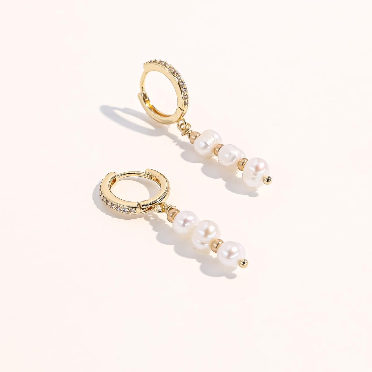 Joey Baby 18K Gold Plated Freshwater Pearls with Rose Gold Beads- Mathilde Earrings For Women Product Image