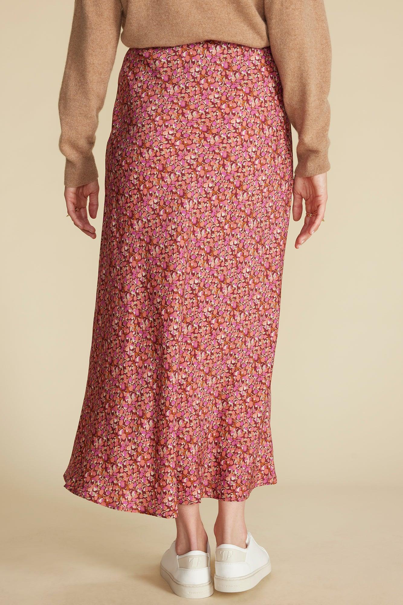 Eve Cupro Slip Skirt - Rennes Pink Floral Print Product Image