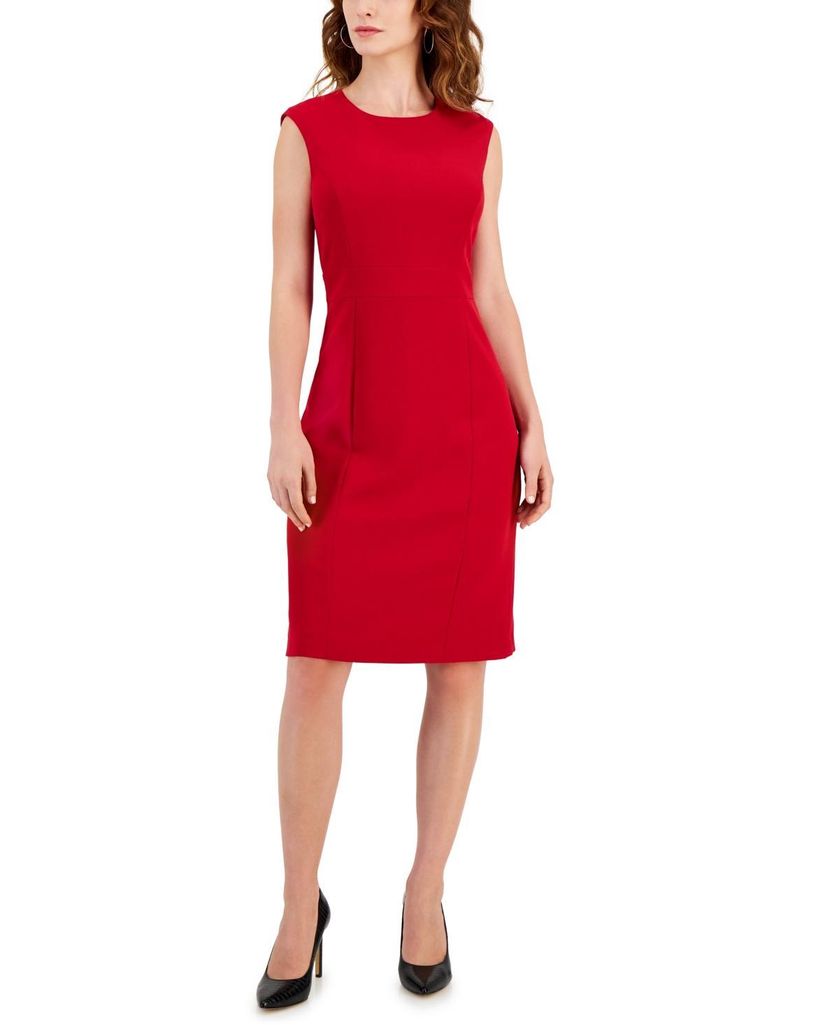 Kasper Petite Size Cap Sleeve Princess Seam Crepe Sheath Dress Product Image