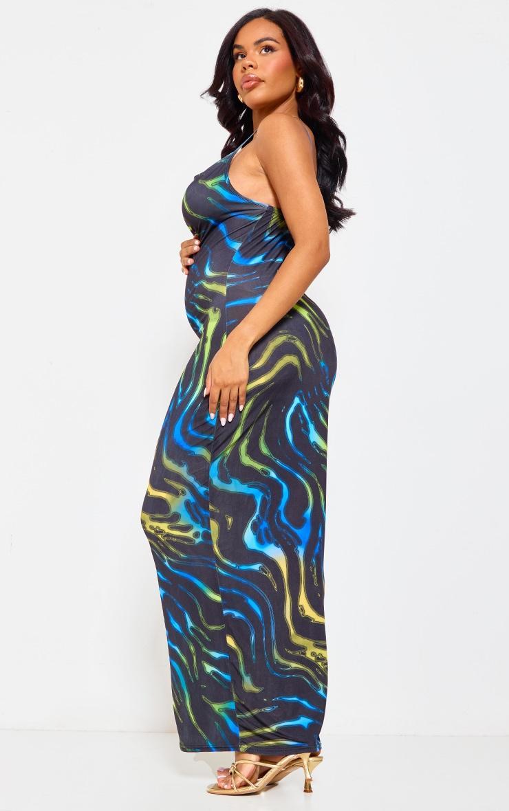 Maternity Green Multi Print Cowl Maxi Dress Product Image