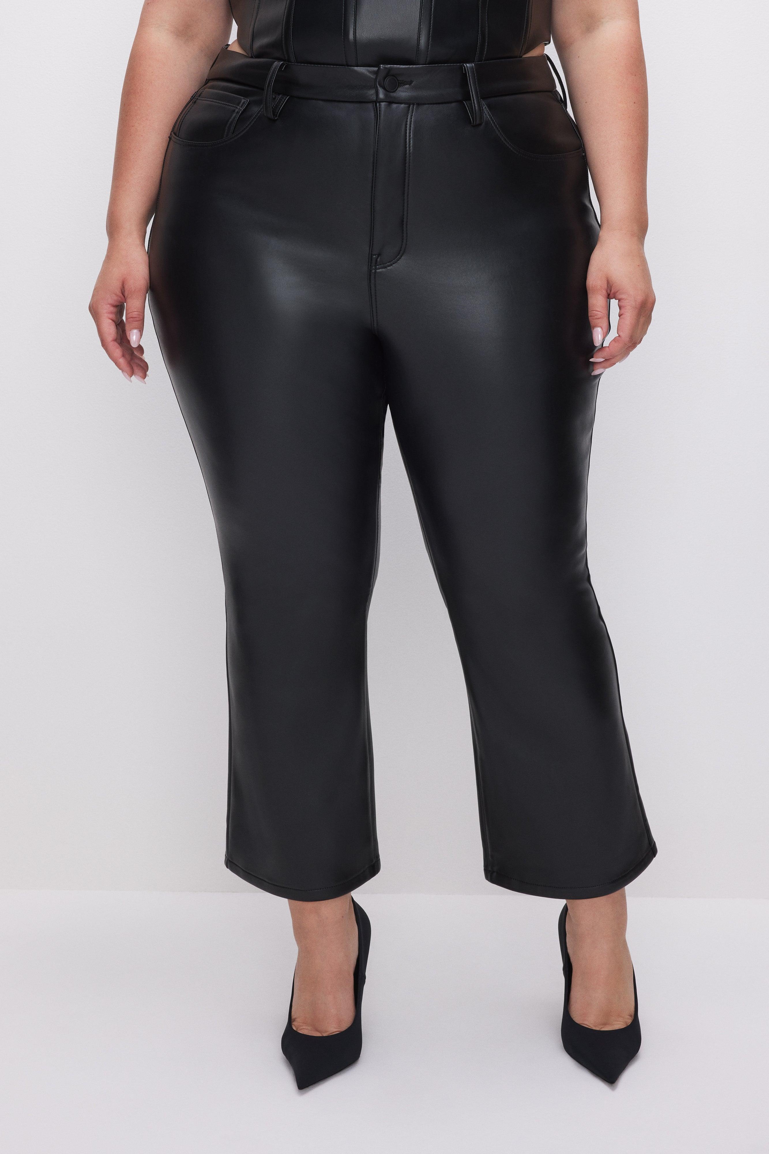 GOOD LEGS CROPPED MINI BOOT FAUX LEATHER PANTS | BLACK001 Product Image