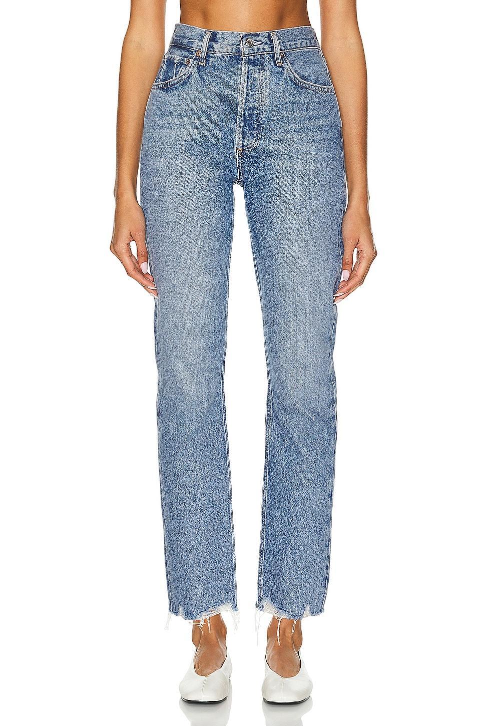 AGOLDE Riley High Rise Straight Crop in Denim-Light Product Image