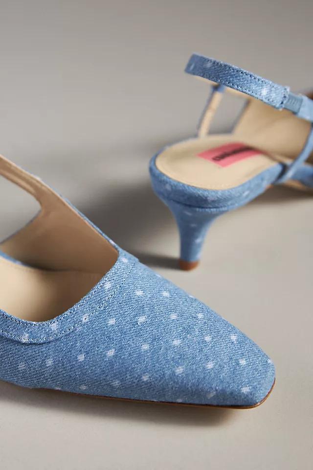 Custommade Anita Dotted Denim Slingback Heels Product Image