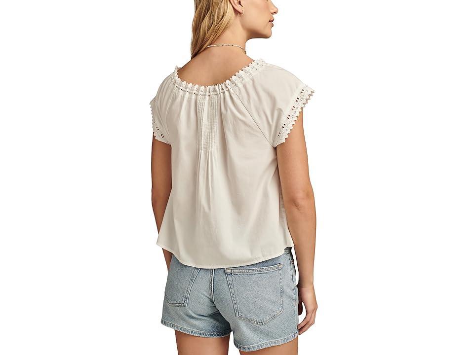 Lucky Brand Pintuck Schiffli Blouse (Bright ) Women's Clothing Product Image