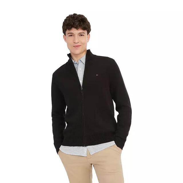 Mens Tommy Hilfiger Solid Full-Zip Sweater Blue Product Image