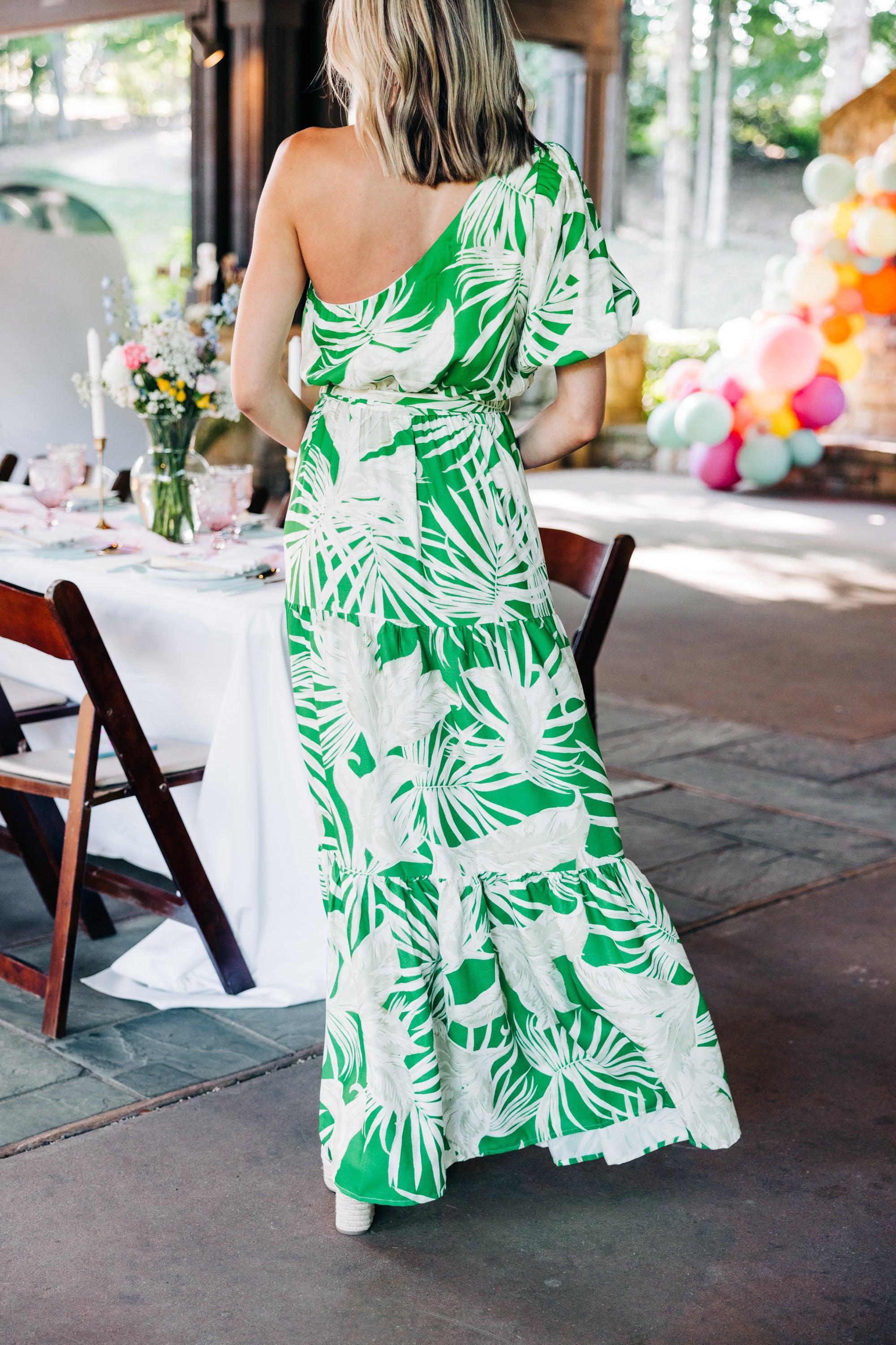 Beachside Beauty Green Palm Maxi Dress Female Product Image