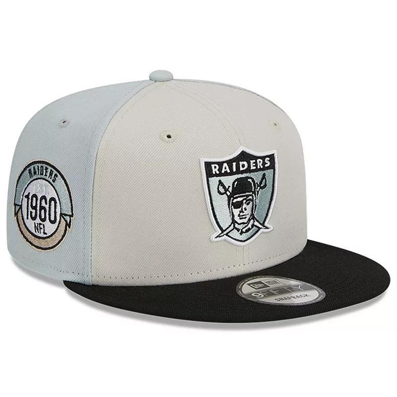 Mens New Era Cream Las Vegas Raiders 2023 Sideline Historic 9FIFTY Snapback Hat - Cream Product Image