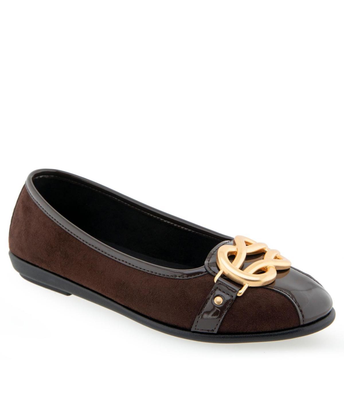 Aerosoles Big Bet Womens Suede Ballet Flats Med Brown Product Image