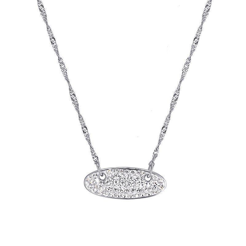 Chrystina Silver Tone Crystal Stationed Oval Necklace, Womens Product Image