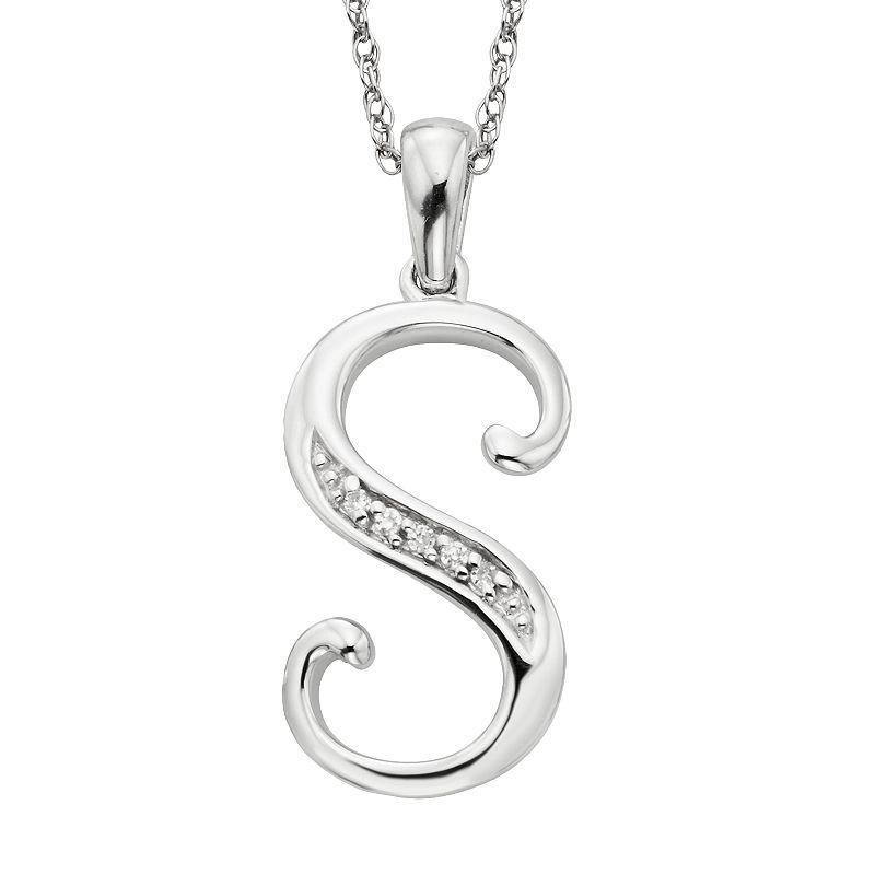 Sterling Silver Diamond Accent Initial Pendant, Womens Product Image