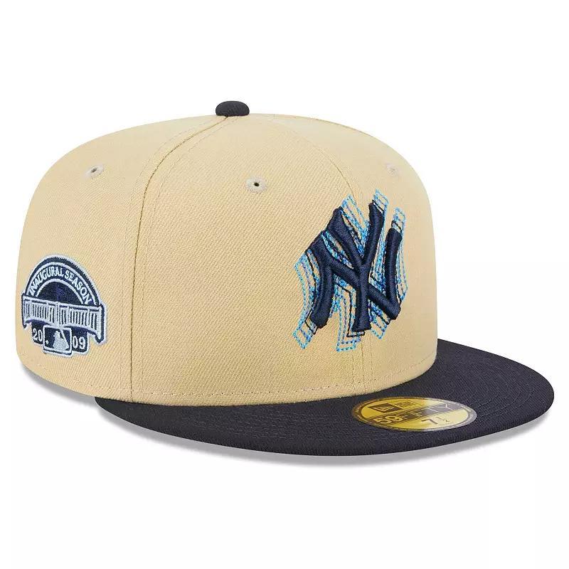 Mens New Era Cream/Navy New York Yankees Illusion 59FIFTY Fitted Hat Product Image