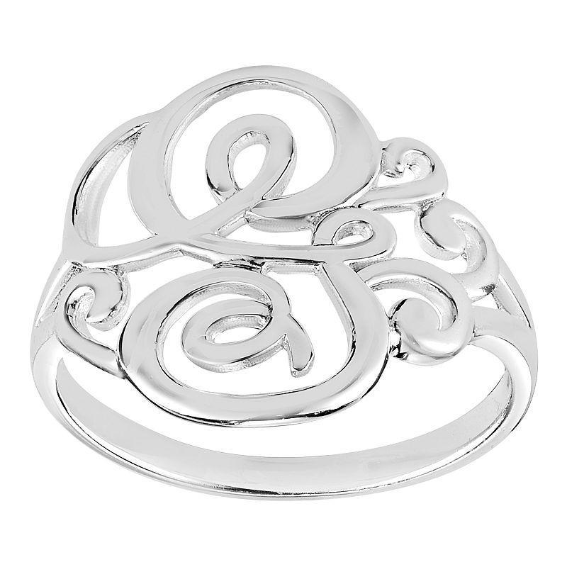 Womens PRIMROSE Sterling silver polished monogram initial B band ring size 7., Womens Grey Product Image