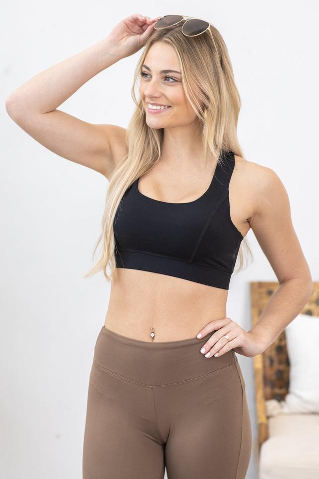 Black Overlay Y-Back Sports Bra Product Image