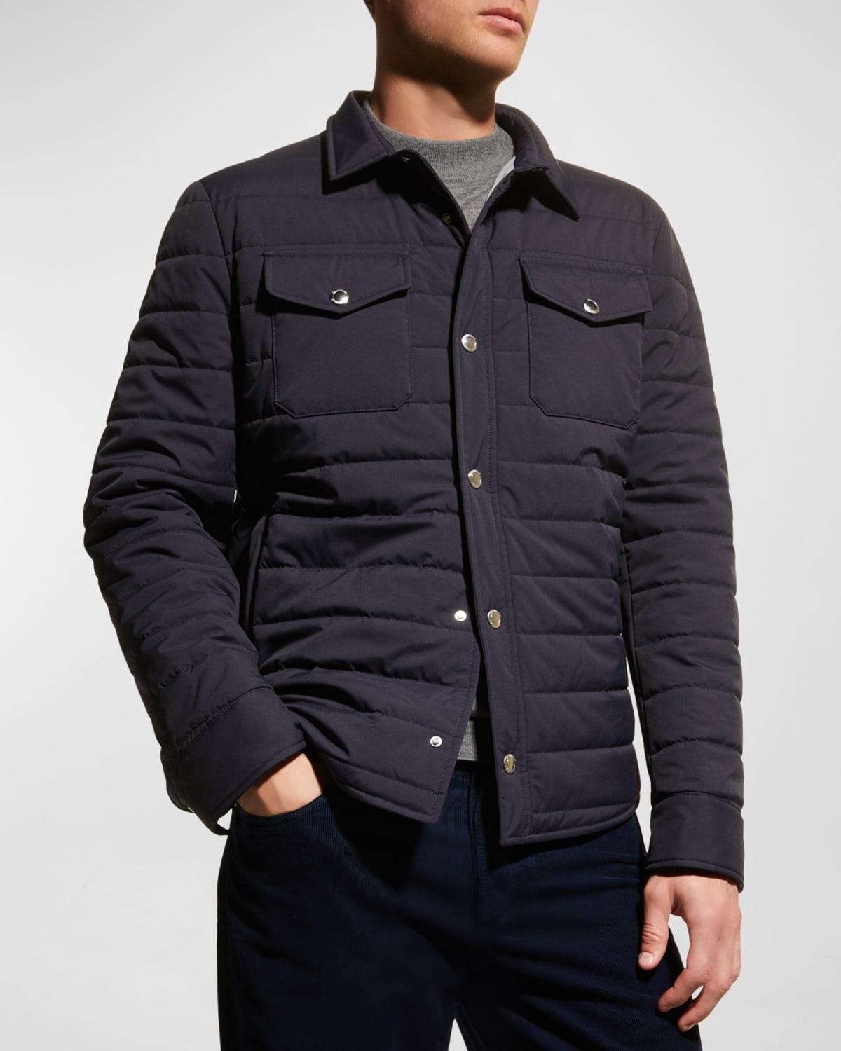 Mens Quilted Nylon Shirt Jacket Product Image