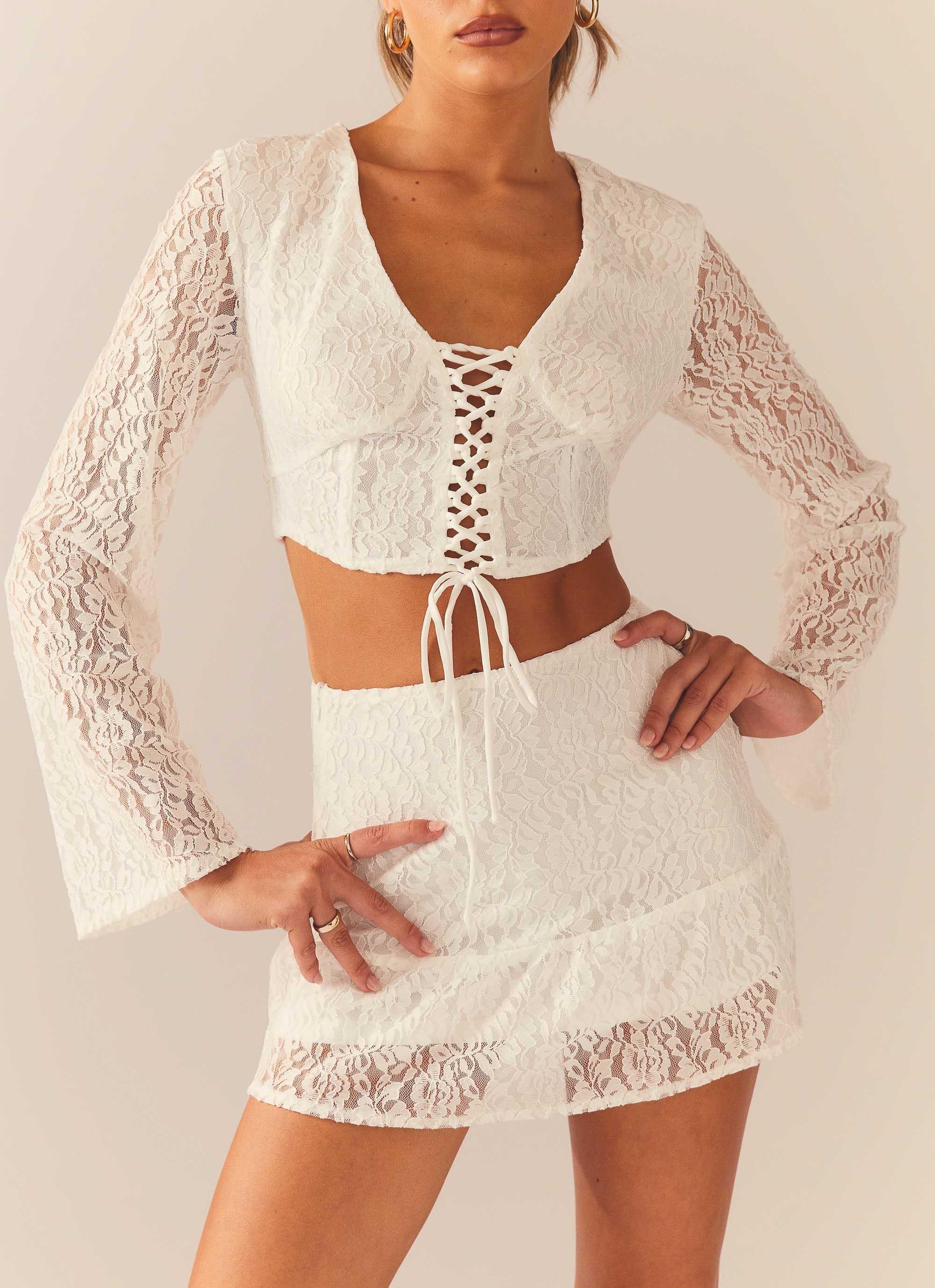 Free & Wild Lace Top - Ivory Product Image