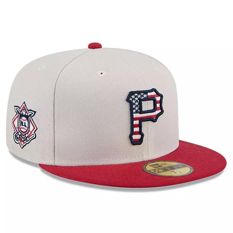 Mens New Era Khaki/Red Pittsburgh Pirates 2024 Fourth of July 59FIFTY Fitted Hat Product Image