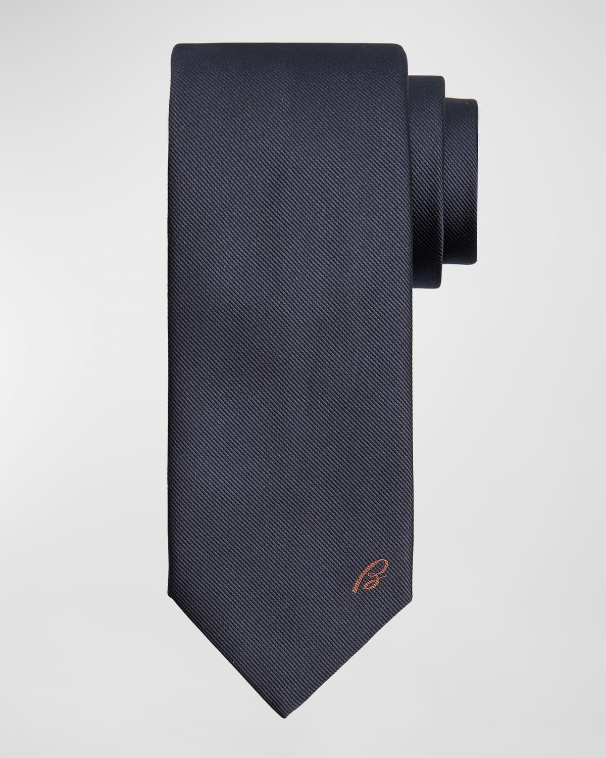 Men's B-Embroidered Silk Twill Tie Product Image