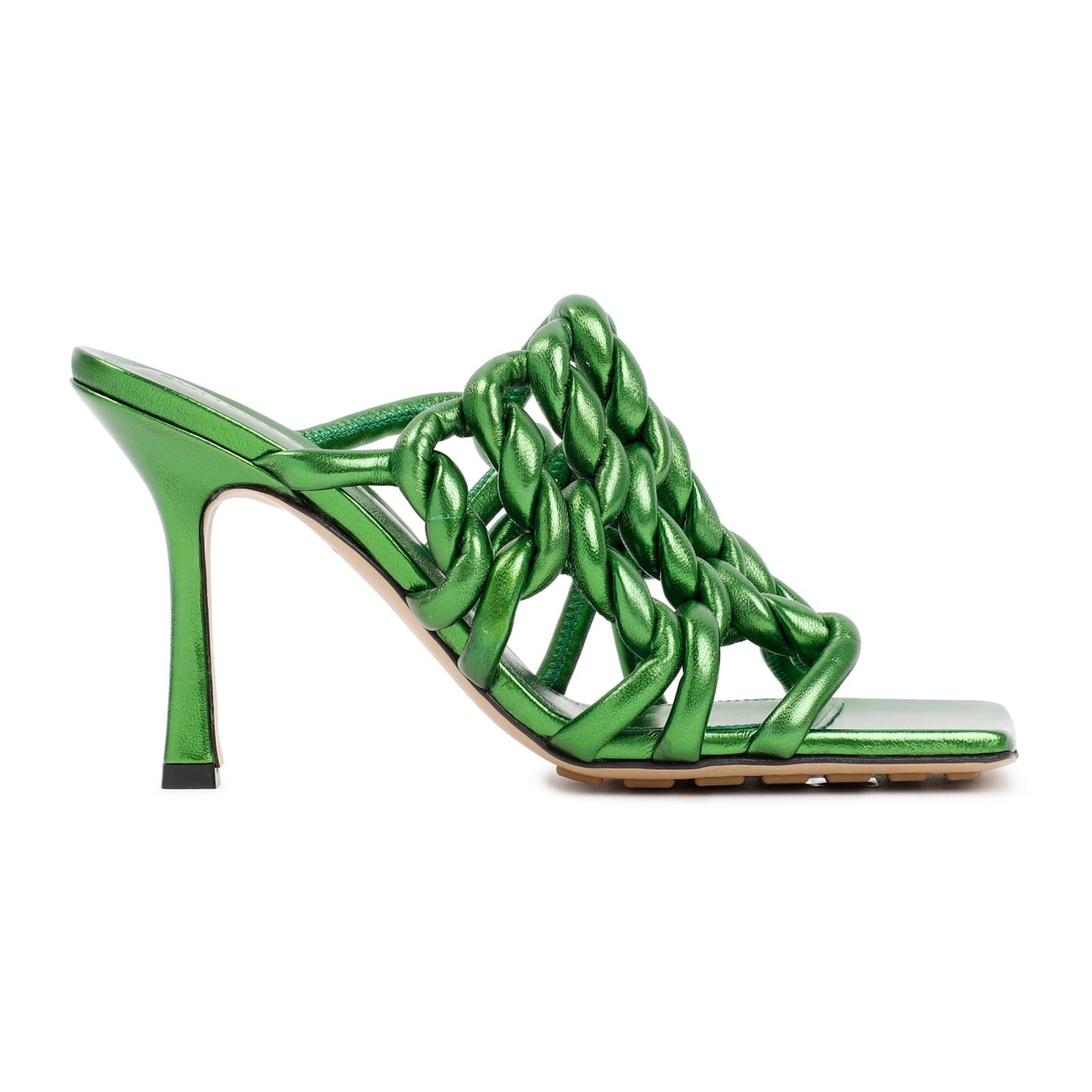 Stretch Mule Sandals In Green Product Image