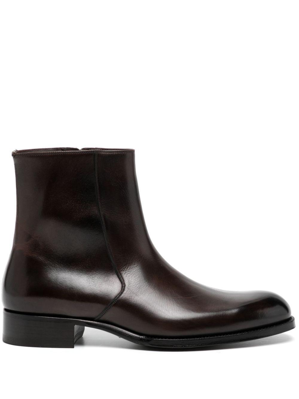 TOM FORD Side-zip Leather Ankle Boots In Black Product Image