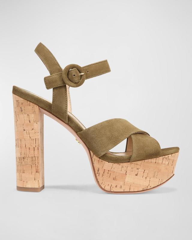 Lucille Suede Crisscross Platform Sandals Product Image