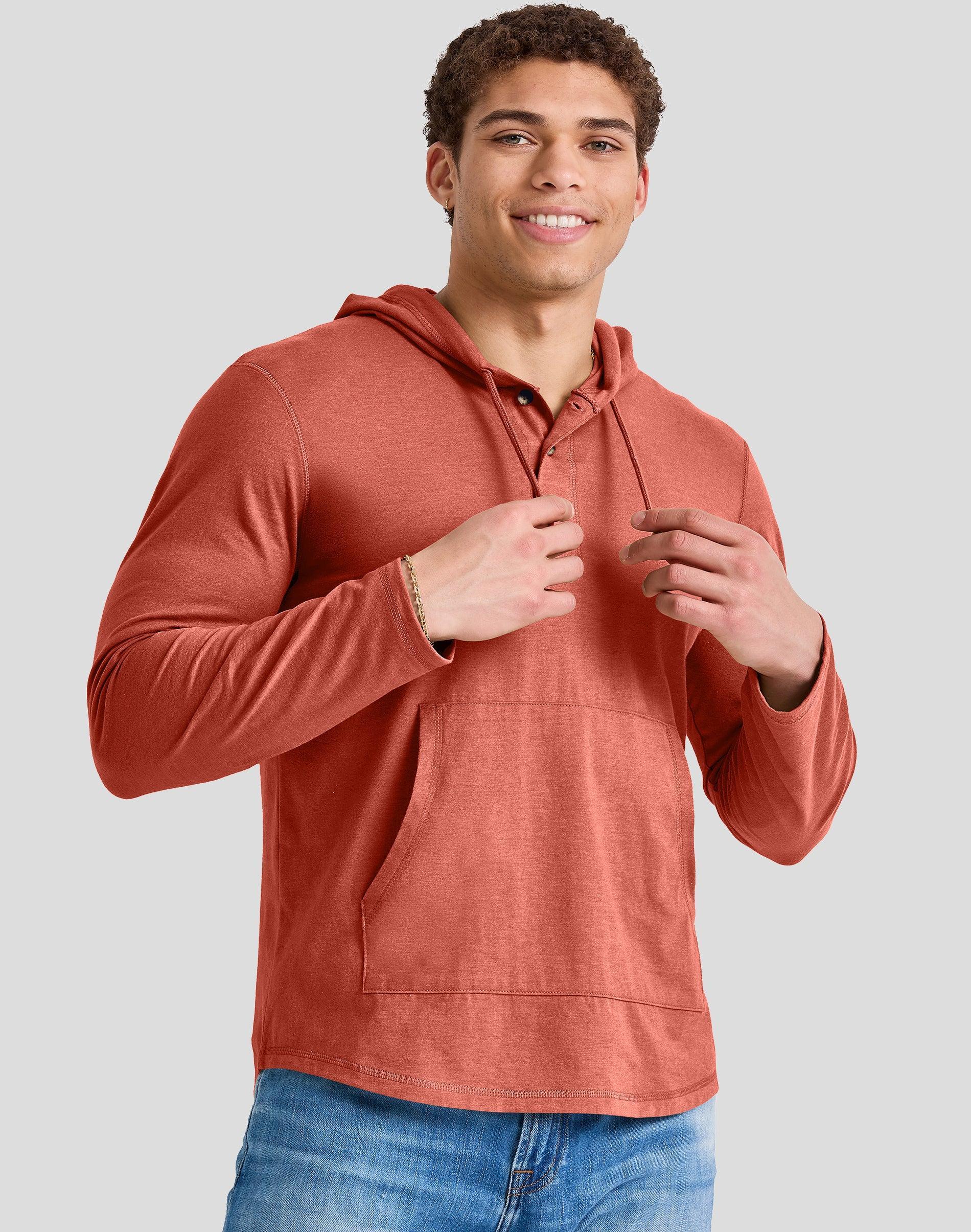 Mens Hanes Originals Tri-Blend Jersey Pullover Hoodie Grey Product Image