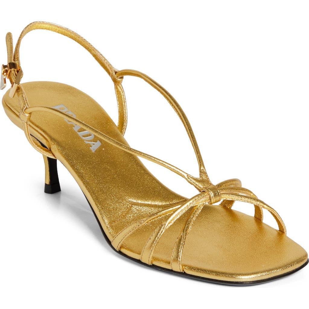 PRADA Gold Leather Sandals In Golden Product Image