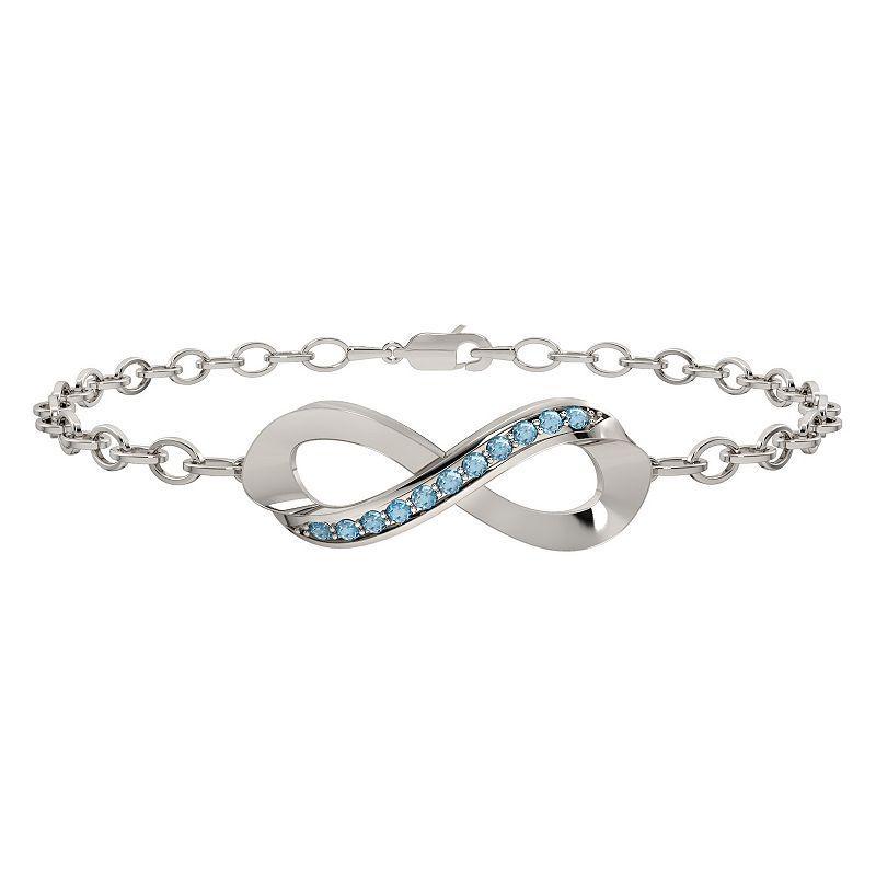 Sterling Silver Blue Topaz Infinity Bracelet, Womens Product Image