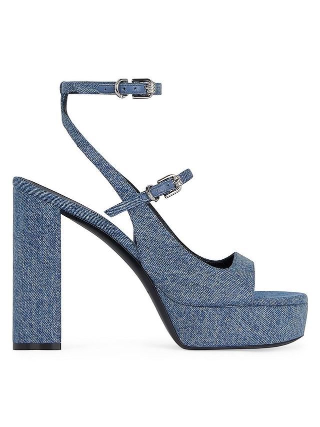 Womens Voyou Platform Sandals In Denim - Medium Blue - Size 10 Product Image