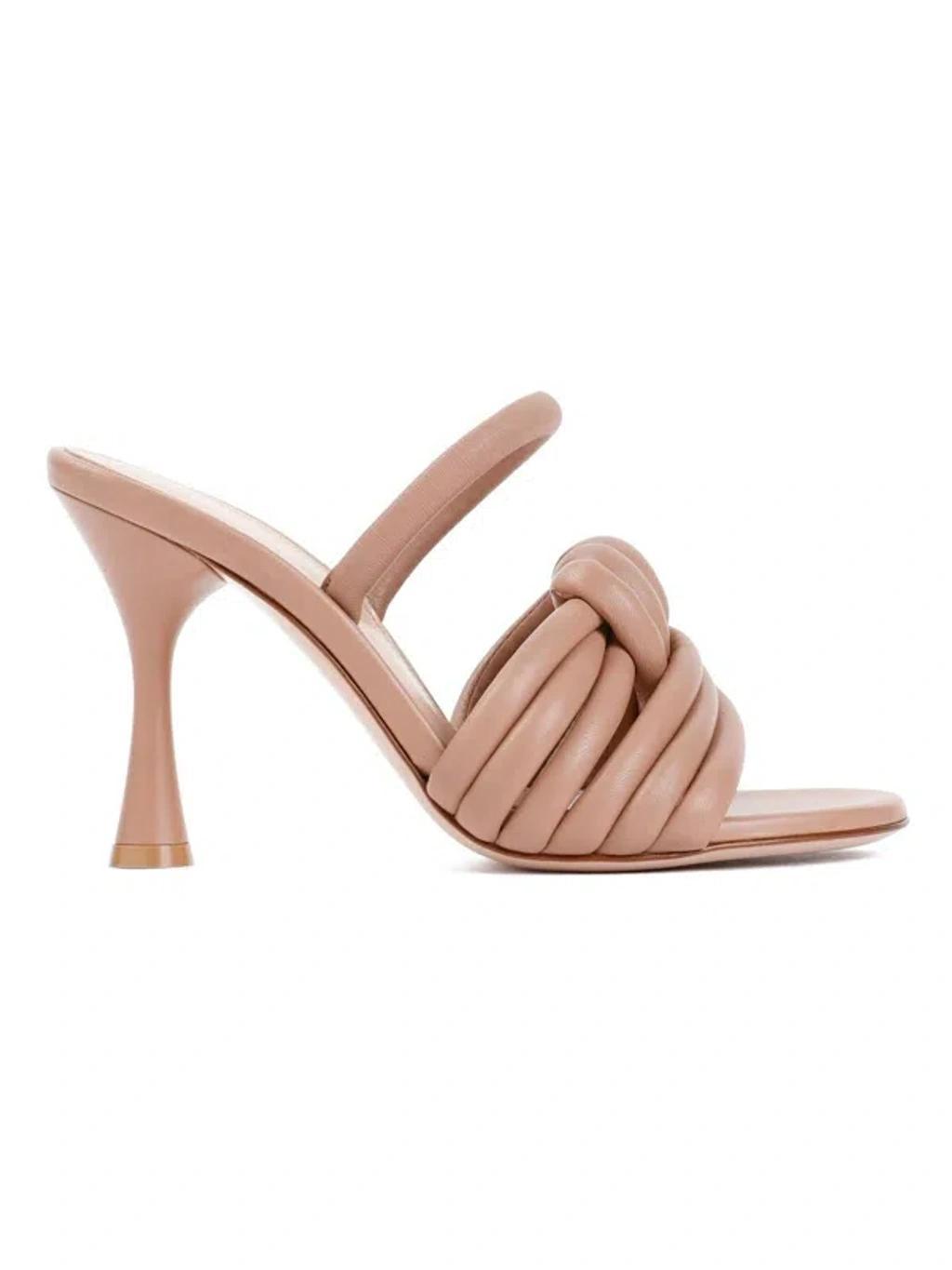 GIANVITO ROSSI Pink Leather Slip On Heels Product Image