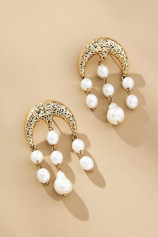 Half-Moon Pearl Drop Earrings Product Image