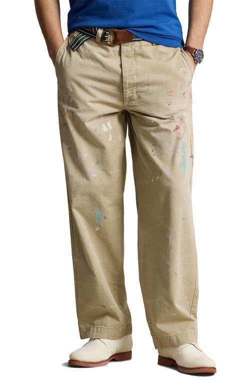 Polo Ralph Lauren Paint Spatter Cotton Twill Khaki Pants Product Image