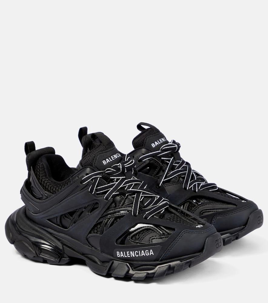 BALENCIAGA Runner Faux Leather And Mesh Sneakers In Black Product Image