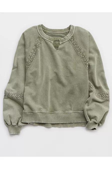 Aerie Hey Crochet Sweatshirt Women's Product Image