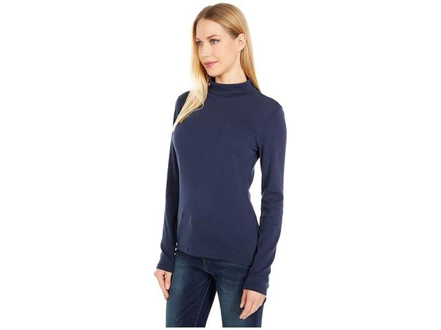 Lilla P 1x1 Rib Long Sleeve Turtleneck Tee (Dark Navy) Women's Clothing Product Image