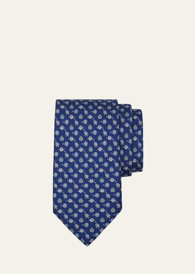 Salvatore Ferragamo Men's 4-Pippo Animal-Print Silk Tie - F.MARINE Product Image