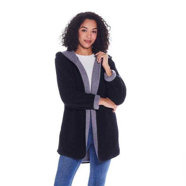 Womens Weathercast Open-Front Reversible Jacket Grey Black Product Image