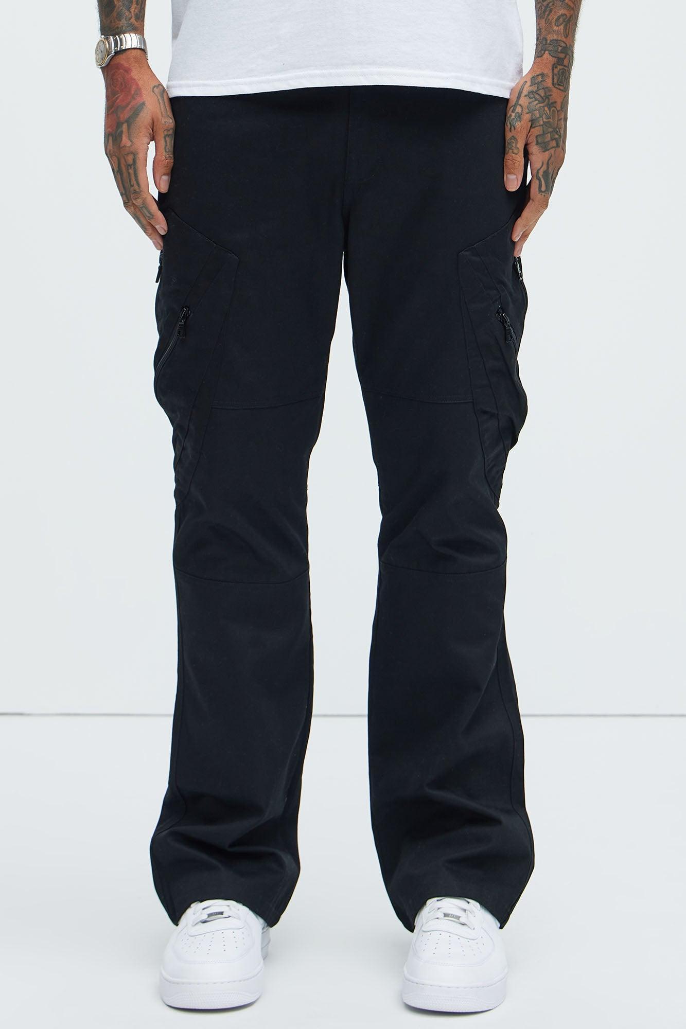 Racer Panel Stacked Slim Flare Pants - Black Product Image